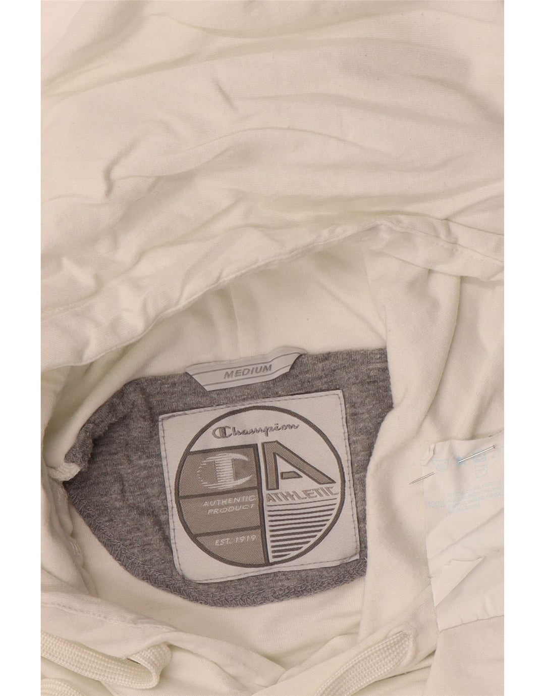 Champion Womens Hoodie Jumper UK 14 Medium Off White Cotton