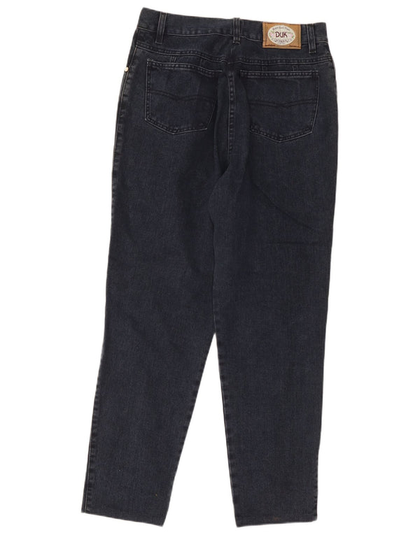 DUK Womens High Waist Tapered Jeans IT 50 XL W32 L28 Navy Blue Cotton
