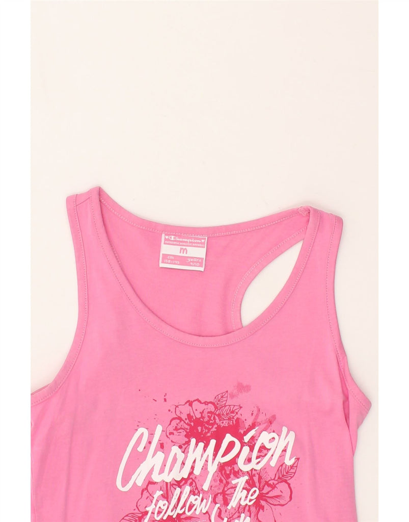 CHAMPION Girls Graphic Sleeveless T-Shirt Dress 9-10 Years Medium Pink | Vintage Champion | Thrift | Second-Hand Champion | Used Clothing | Messina Hembry 