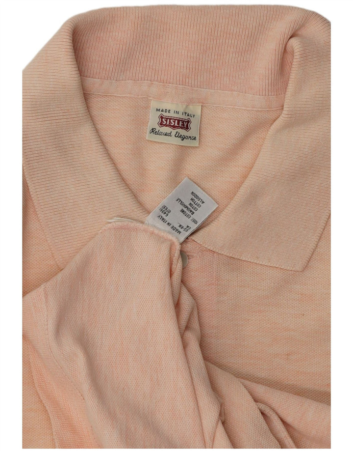Sisley Mens Polo Shirt Large Pink Flecked Cotton