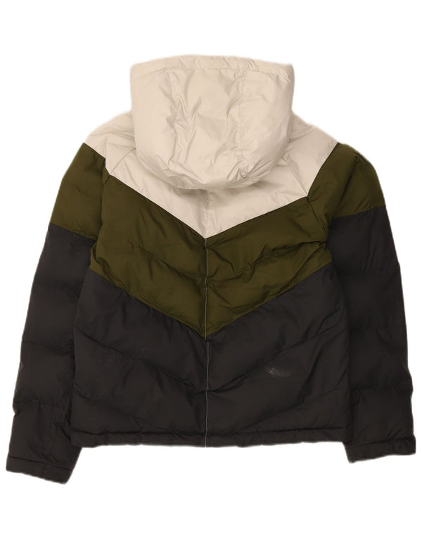 NIKE Boys Hooded Padded Jacket 12-13 Years Large Multicoloured Colourblock