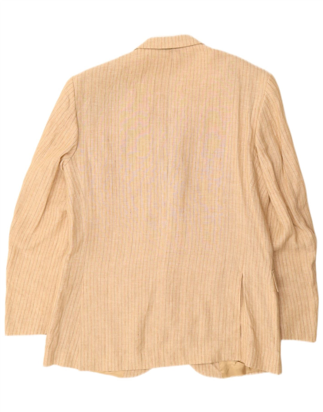 Vintage Mens 3 Button Blazer Jacket IT 52 XL Beige Pinstripe Linen