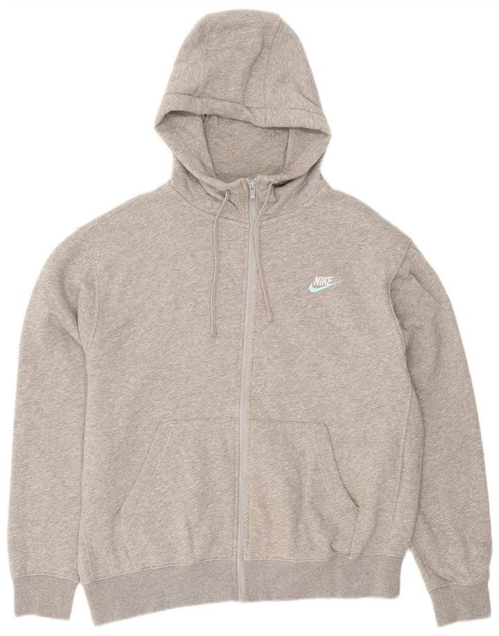 Nike Mens Zip Hoodie Sweater Large Grey Flecked Cotton