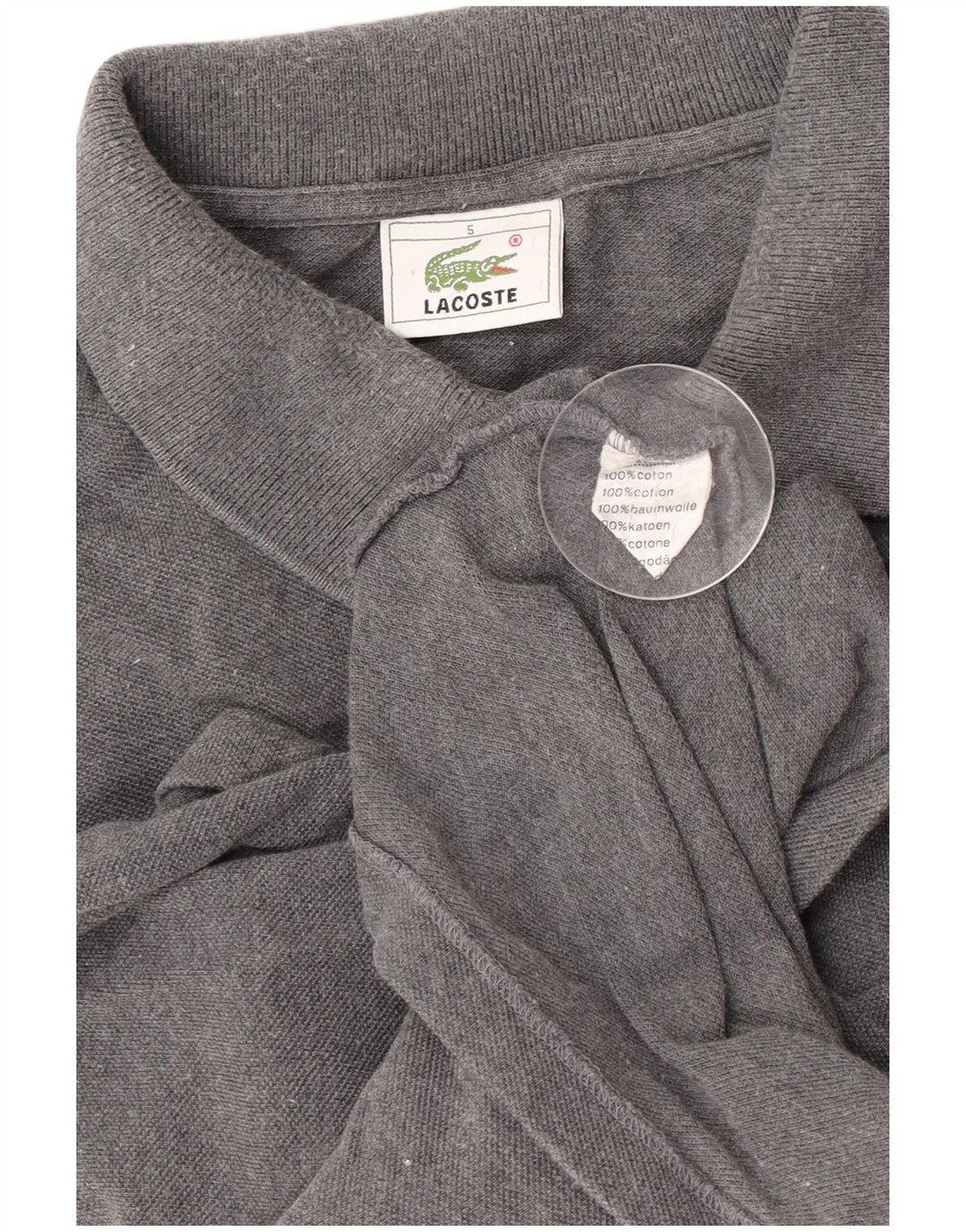 Lacoste Mens Polo Shirt Size 5 Large Grey Cotton