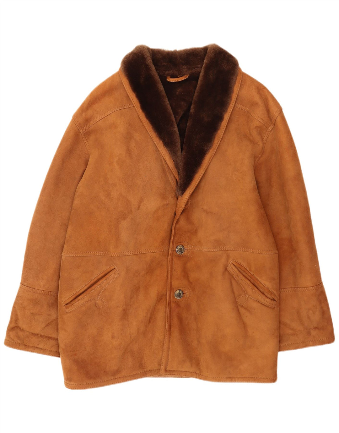 Port Banus Mens Shearling Jacket IT 50 Large Brown Shearling