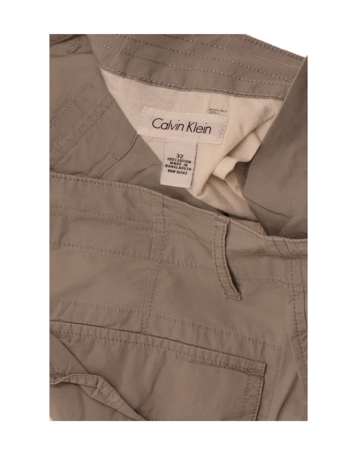 CALVIN KLEIN Mens Cargo Bermuda Shorts W32 Medium Grey Cotton