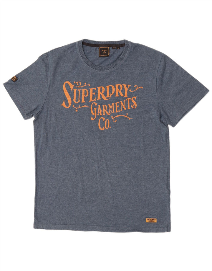 Superdry Mens Graphic T-Shirt Top XL Blue Cotton