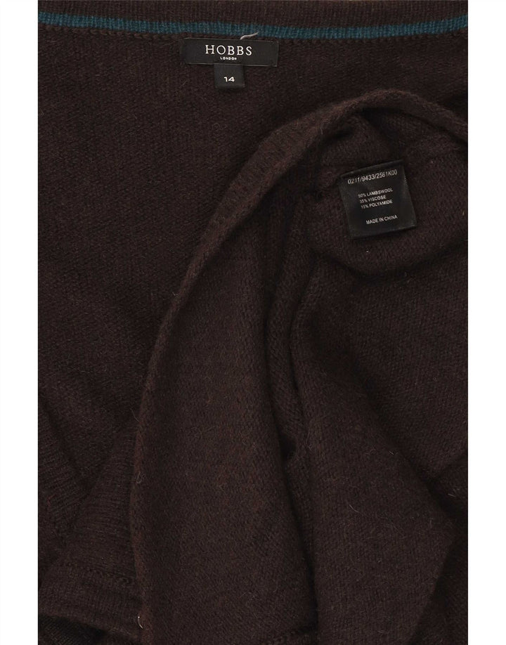 Hobbs Womens Cardigan Sweater UK 14 Medium Brown Lambswool