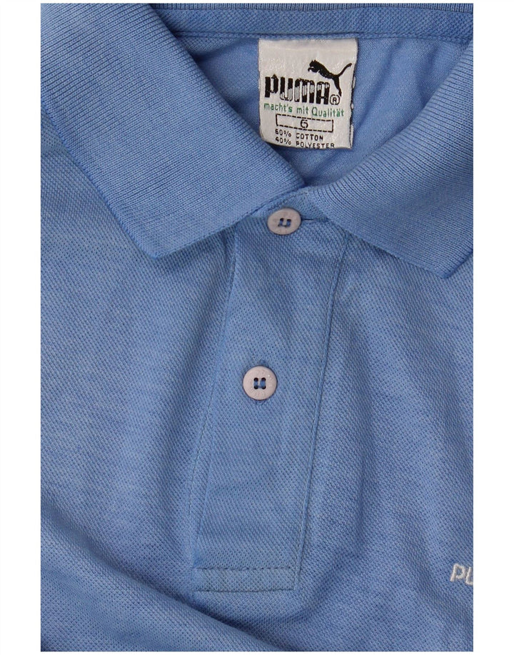 PUMA Mens Polo Shirt Medium Blue Cotton