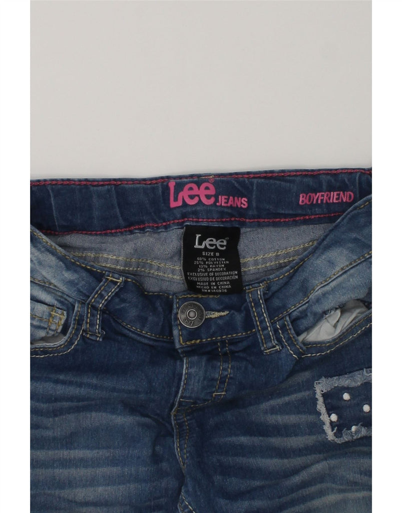 LEE Girls Boyfriend Graphic Slim Jeans 7-8 Years W25 L20 Blue Patchwork | Vintage Lee | Thrift | Second-Hand Lee | Used Clothing | Messina Hembry 