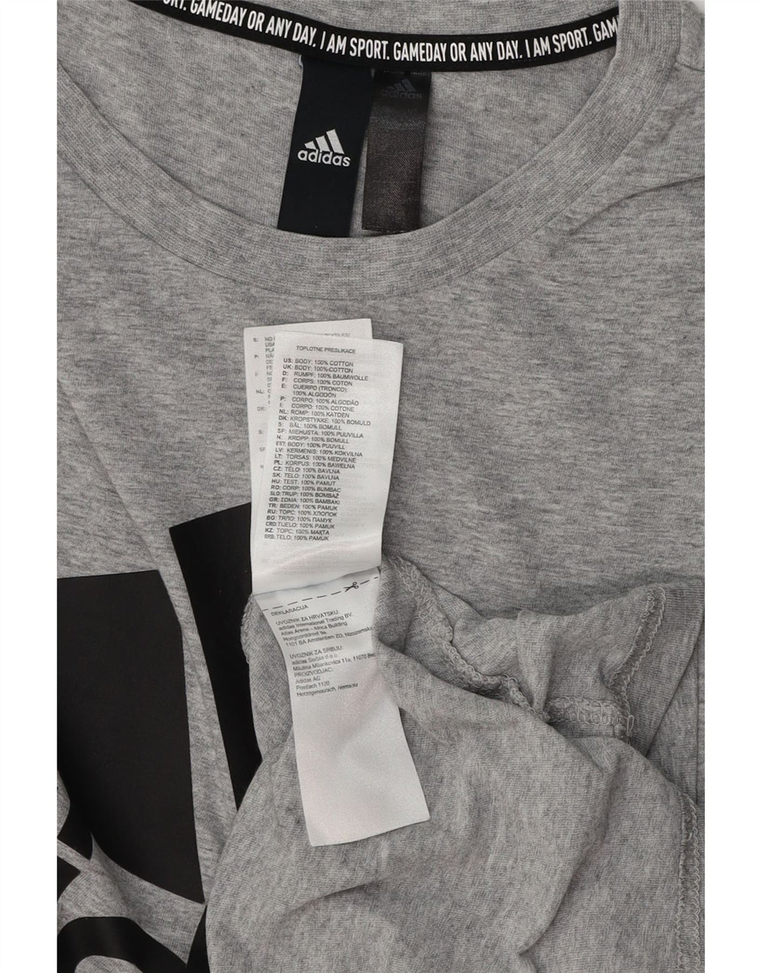 ADIDAS Mens Graphic T-Shirt Top Large Grey Cotton