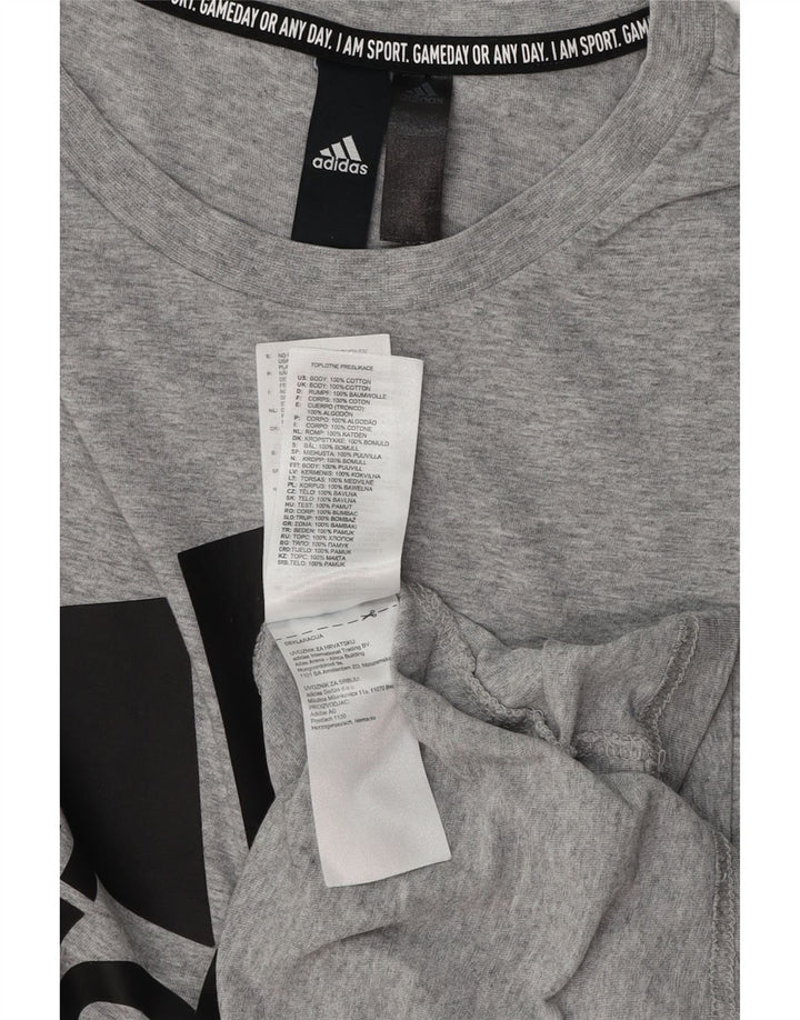 ADIDAS Mens Graphic T-Shirt Top Large Grey Cotton