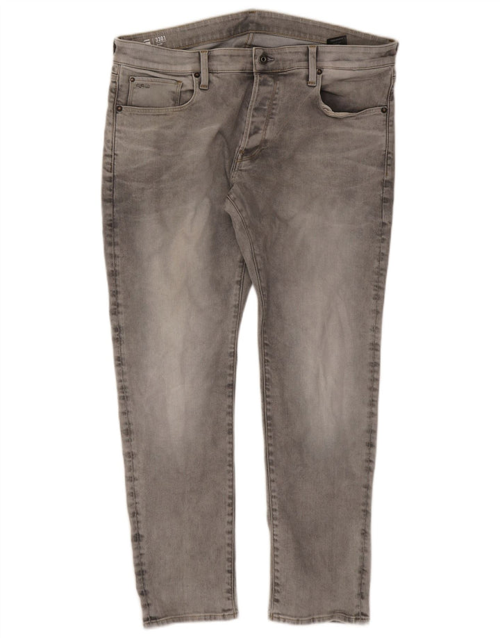 G-Star Mens 3301 Slim Jeans W36 L30 Grey Cotton