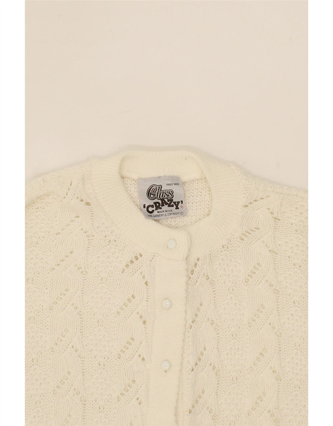 VINTAGE Womens 3/4 Sleeve Cardigan Sweater One Size White Vintage Vintage and Second-Hand Vintage from Messina Hembry 