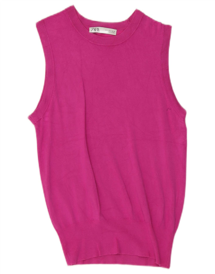 Zara Womens Vest Tank Top UK 8 Small Pink