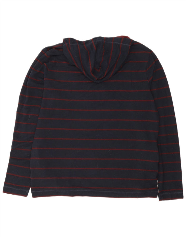 Marks & Spencer Mens Hooded Top Long Sleeve Large Navy Blue Striped