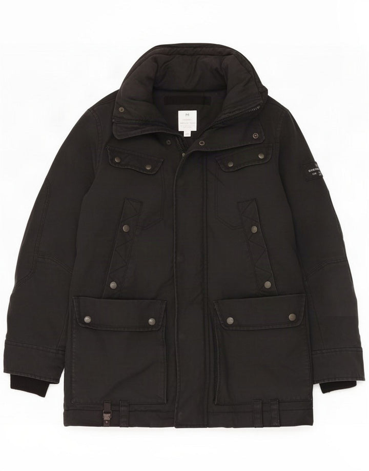 Diesel Mens Parka Jacket UK 38 Medium Black Cotton