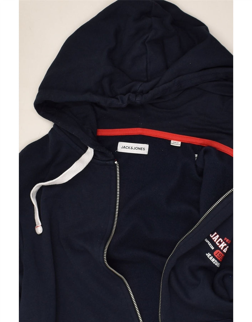 JACK & JONES Mens Zip Hoodie Sweater Small Navy Blue Cotton | Vintage Jack & Jones | Thrift | Second-Hand Jack & Jones | Used Clothing | Messina Hembry 