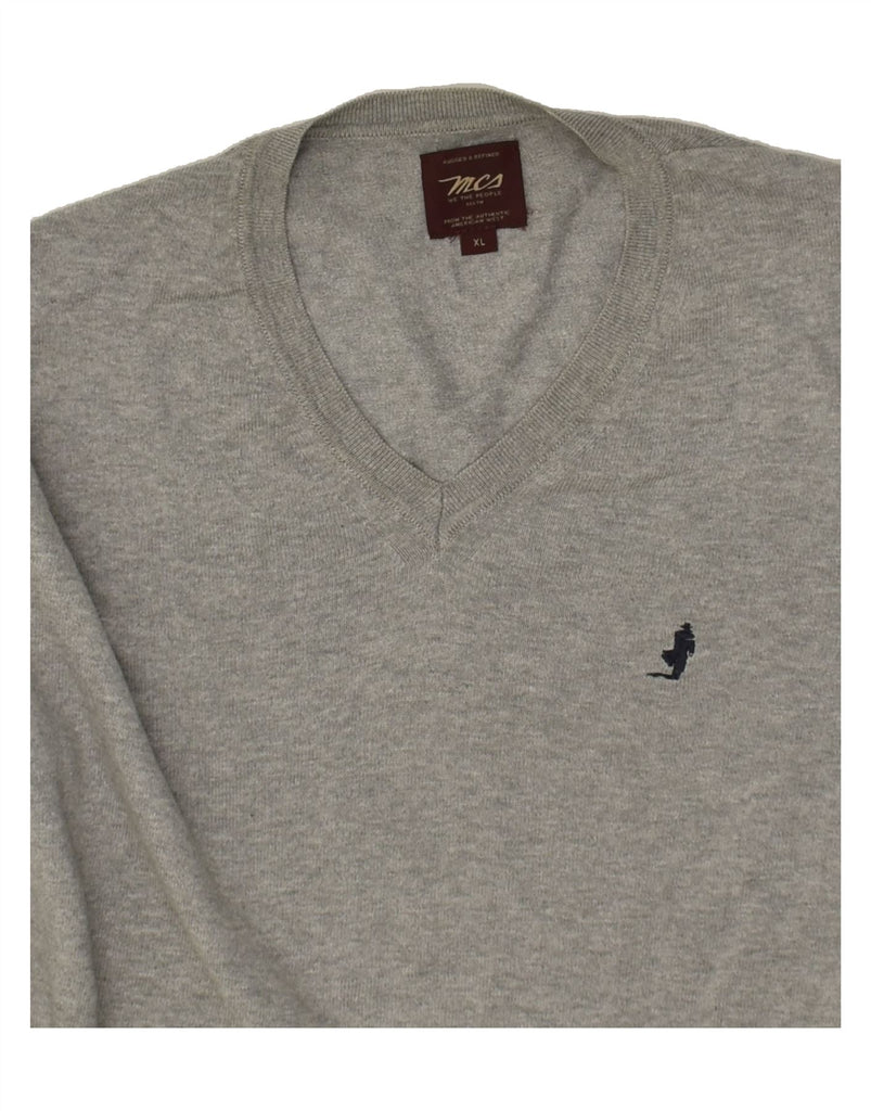 MARLBORO CLASSICS Mens V-Neck Jumper Sweater XL Grey Cotton | Vintage Marlboro Classics | Thrift | Second-Hand Marlboro Classics | Used Clothing | Messina Hembry 