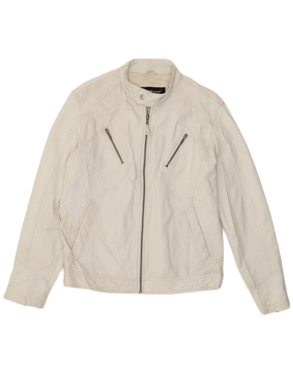 Vintage Womens Biker Leather Jacket UK 18 XL White Leather