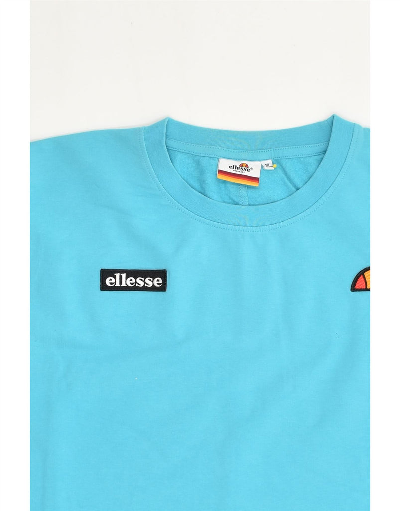 ELLESSE Womens 3/4 Sleeve Crop Top  UK 14 Medium Blue Cotton | Vintage Ellesse | Thrift | Second-Hand Ellesse | Used Clothing | Messina Hembry 