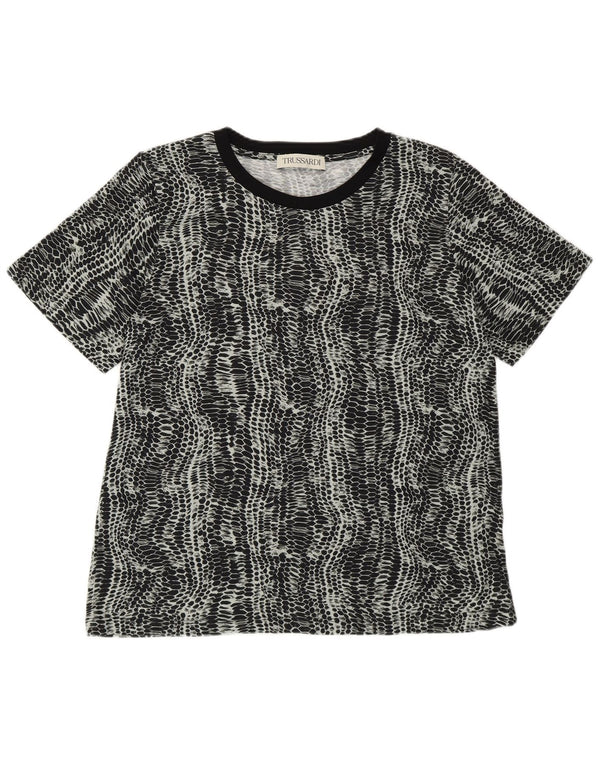 Trussardi Womens T-Shirt Top UK 14 Medium Black Animal Print