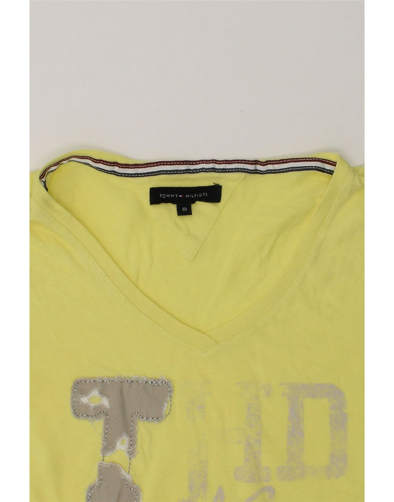 TOMMY HILFIGER Girls Graphic T-Shirt Top 9-10 Years Yellow Cotton | Vintage Tommy Hilfiger | Thrift | Second-Hand Tommy Hilfiger | Used Clothing | Messina Hembry 