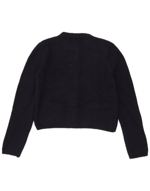 Zara Womens Crop Cardigan Sweater UK 12 Medium Navy Blue