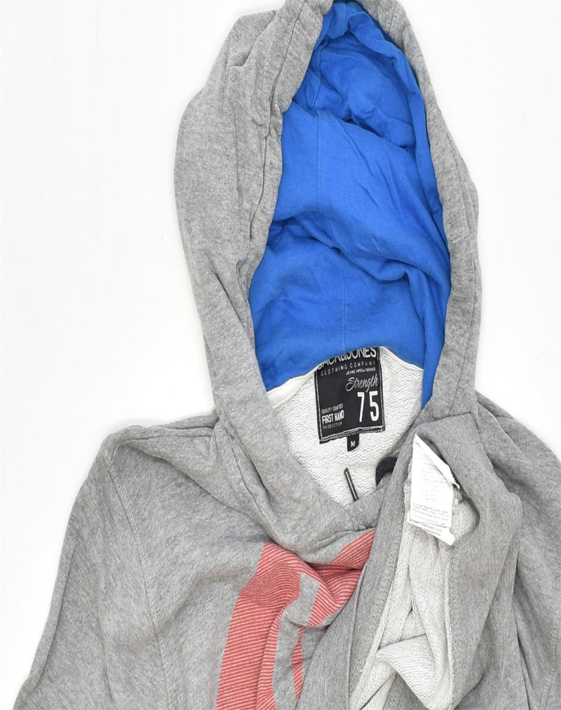 JACK & JONES Mens Graphic Hoodie Jumper Medium Grey Cotton Sports | Vintage | Thrift | Second-Hand | Used Clothing | Messina Hembry 