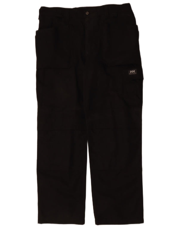 HELLY HANSEN Mens Straight Cargo Trousers W38 L33  Black Cotton