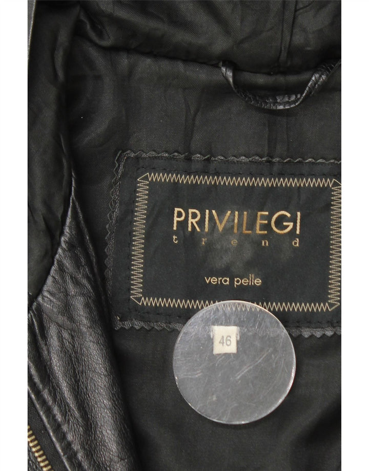 Privilegi Womens Leather Jacket IT 46 Large Black Leather