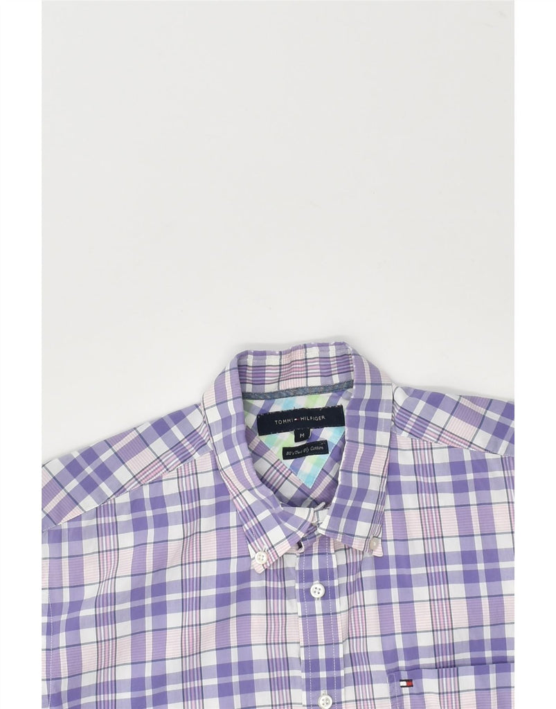 TOMMY HILFIGER Mens Short Sleeve Shirt Medium Purple Check Cotton | Vintage Tommy Hilfiger | Thrift | Second-Hand Tommy Hilfiger | Used Clothing | Messina Hembry 