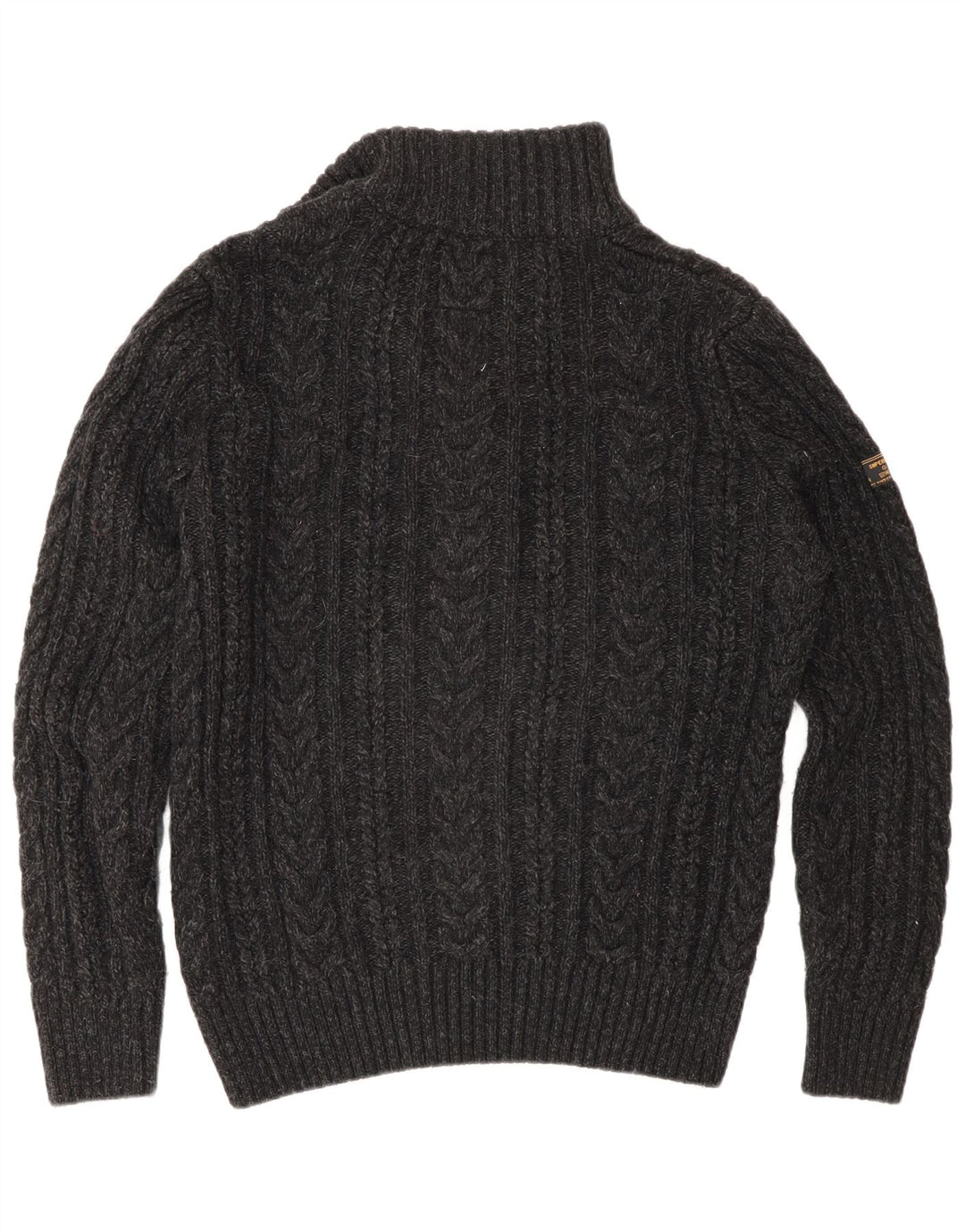 Superdry Mens Zip Neck Jumper Sweater Medium Grey Acrylic