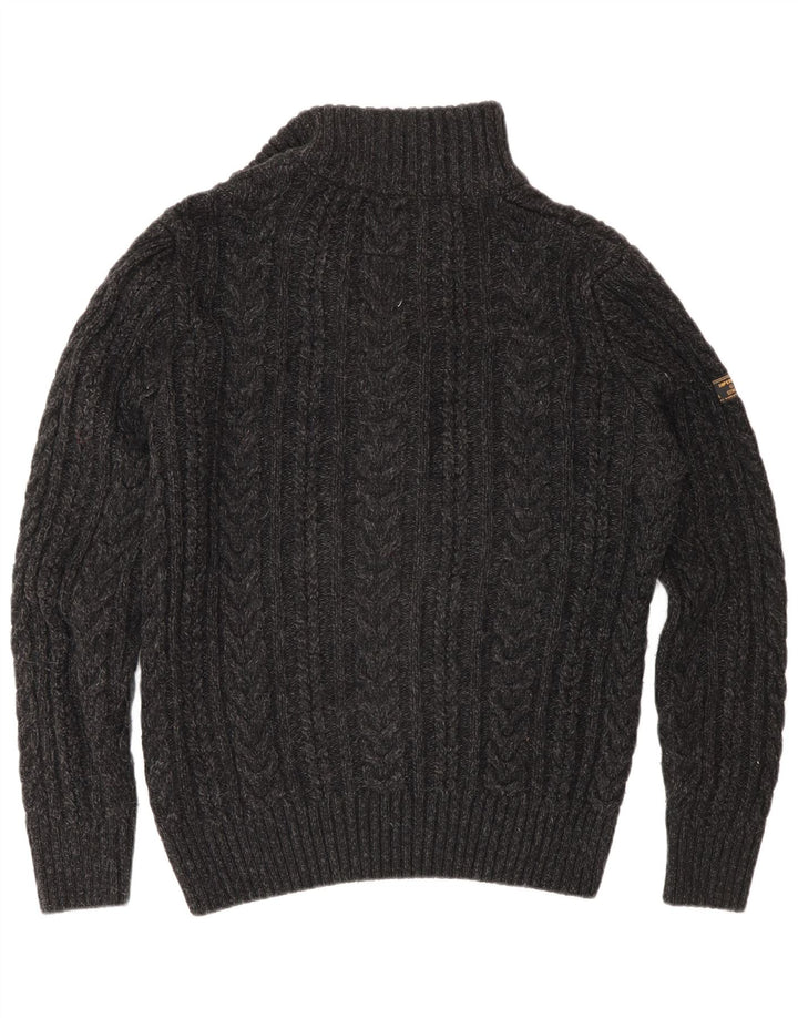 Superdry Mens Zip Neck Jumper Sweater Medium Grey Acrylic