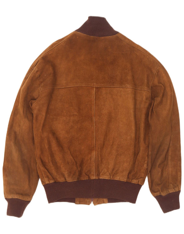Vintage Mens Suede Bomber Jacket IT 50 Large Brown