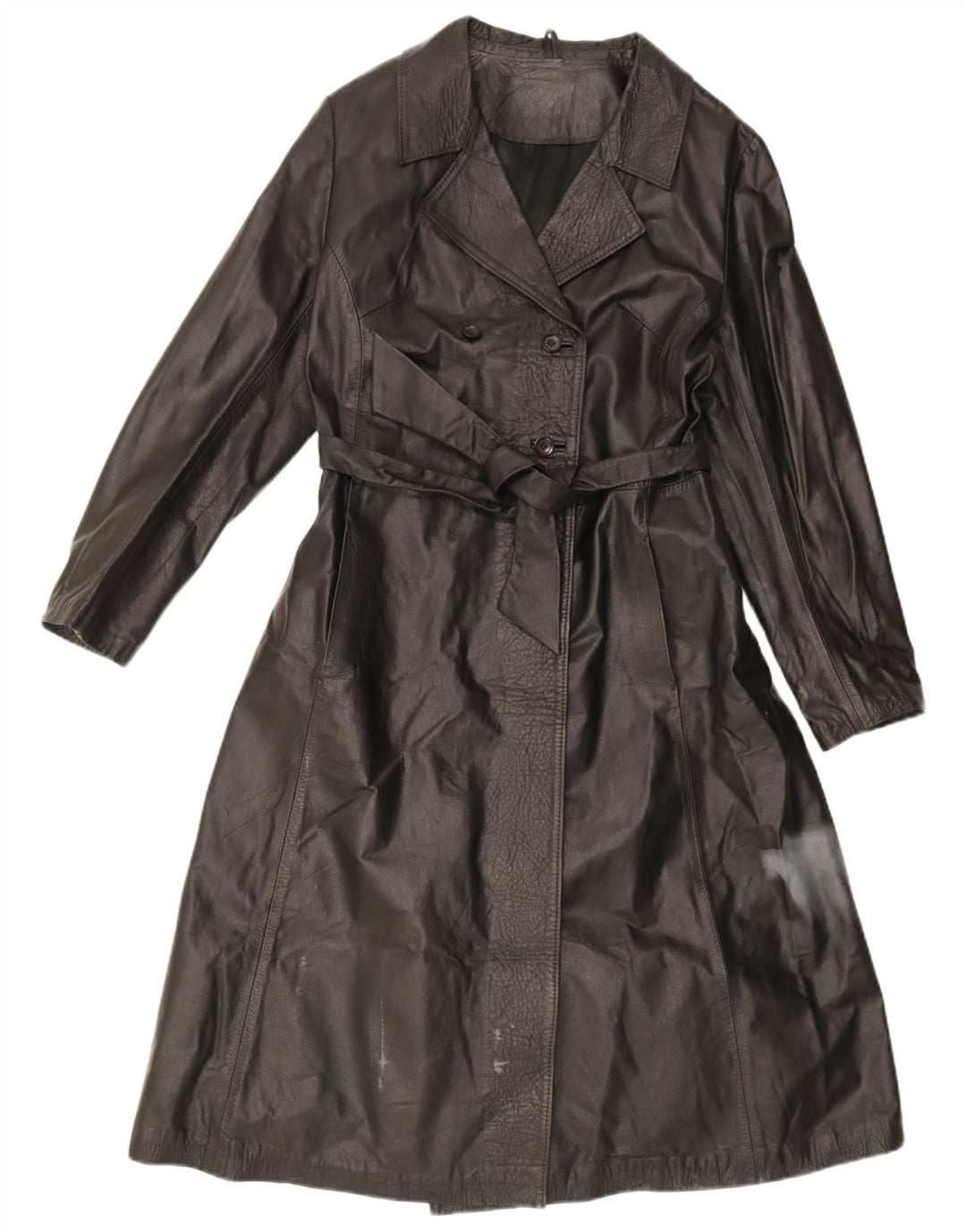 Vintage Womens Leather Coat UK 14 Medium Black Leather