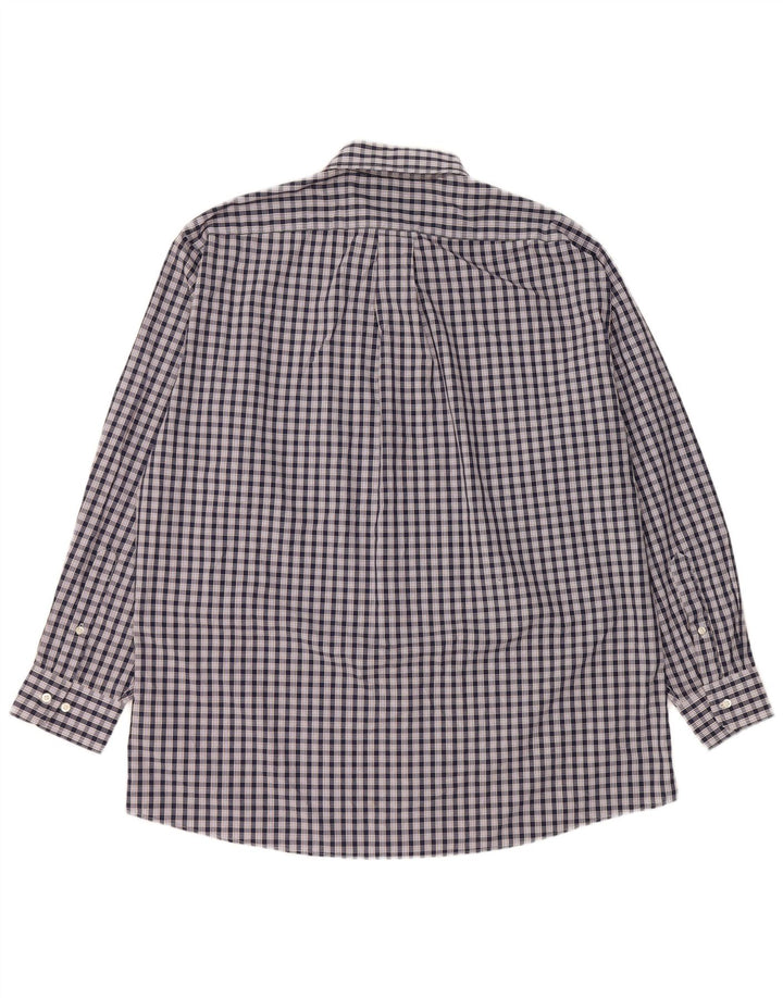 DOCKERS Mens Shirt Size 16 16 1/2 Large Navy Blue Gingham Cotton