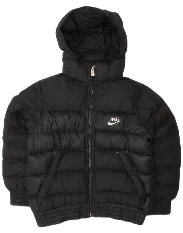 NIKE Boys Hooded Padded Jacket 5-6 Years Medium Black Polyester