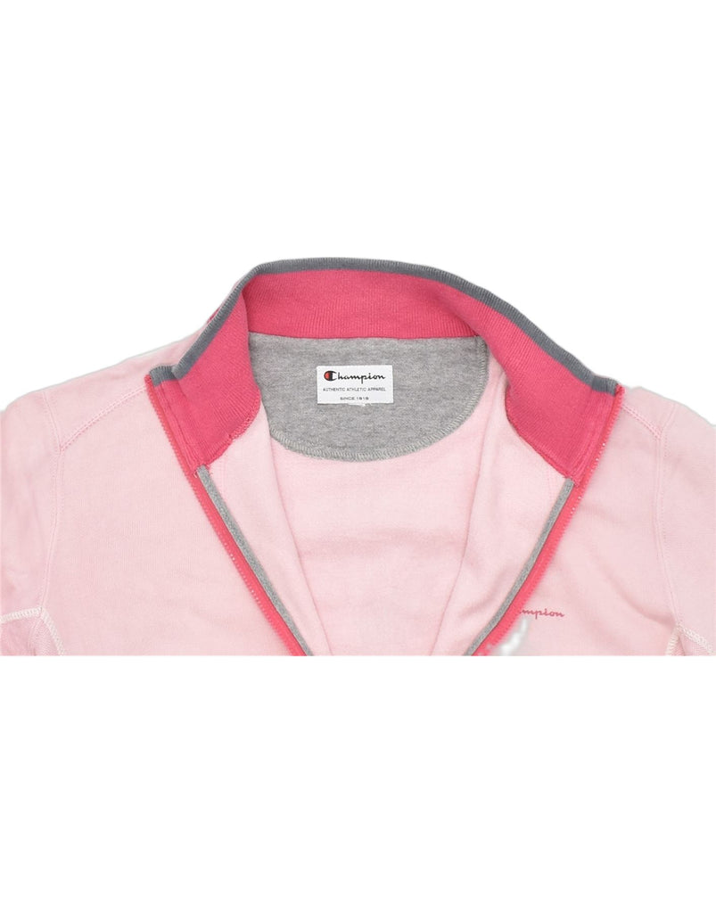 CHAMPION Womens Tracksuit Top Jacket UK 14 Medium Pink Colourblock Cotton | Vintage | Thrift | Second-Hand | Used Clothing | Messina Hembry 