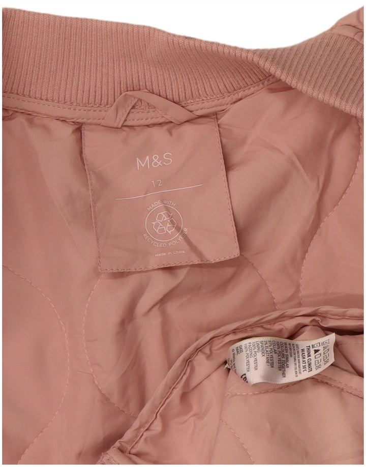 Marks & Spencer Womens Quilted Jacket UK 12 Medium Pink Polyester