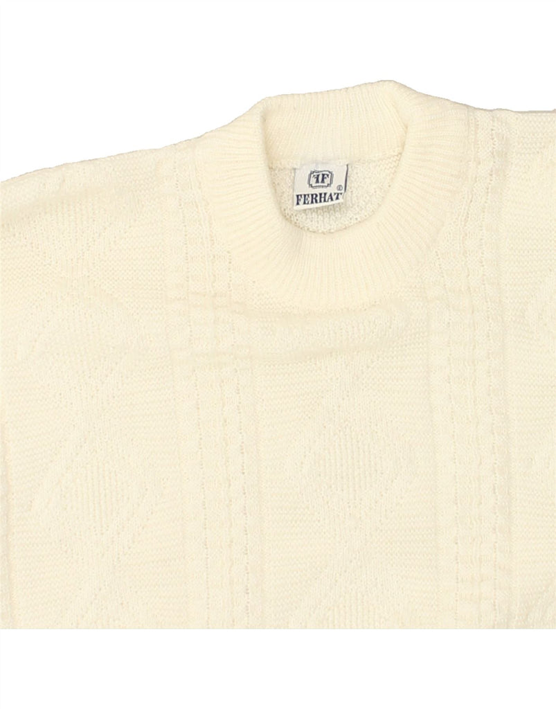 VINTAGE Womens 3/4 Sleeve Crew Neck Jumper Sweater UK 20 2XL White | Vintage Vintage | Thrift | Second-Hand Vintage | Used Clothing | Messina Hembry 