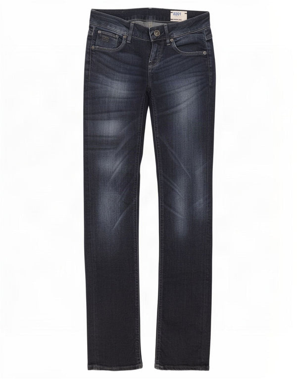 G-Star Womens 3301 Slim Jeans W26 L32 Navy Blue Cotton