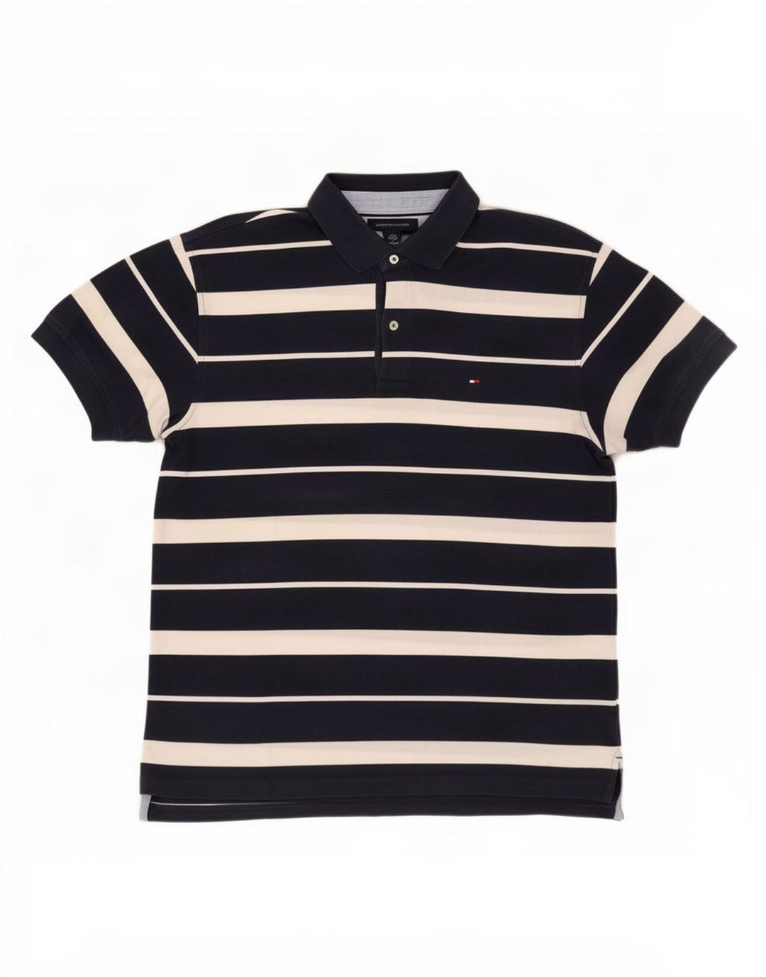 Tommy Hilfiger Mens Polo Shirt Large Navy Blue Striped