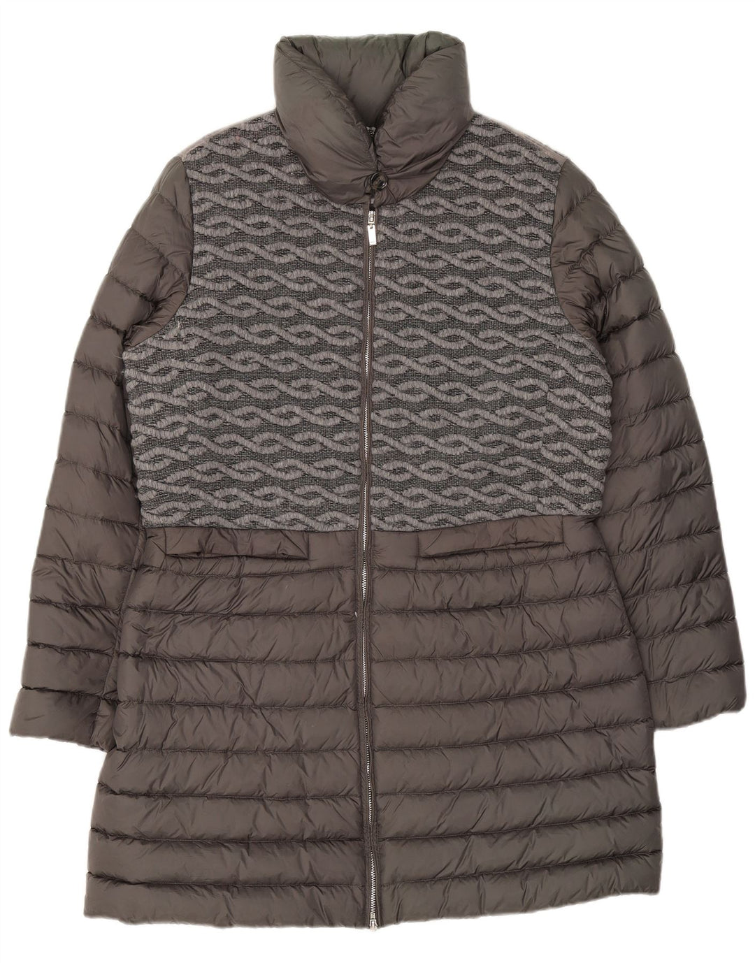 Geox Womens Padded Coat UK 16 Large Grey Geometric Polyamide