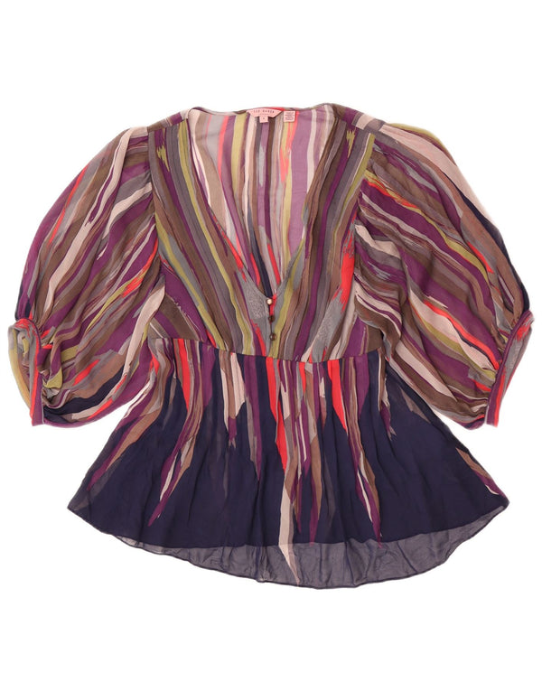 Ted Baker Womens See Through Batwing Blouse Top Size 1 XS Multicoloured