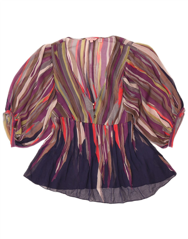 Ted Baker Womens See Through Batwing Blouse Top Size 1 XS Multicoloured