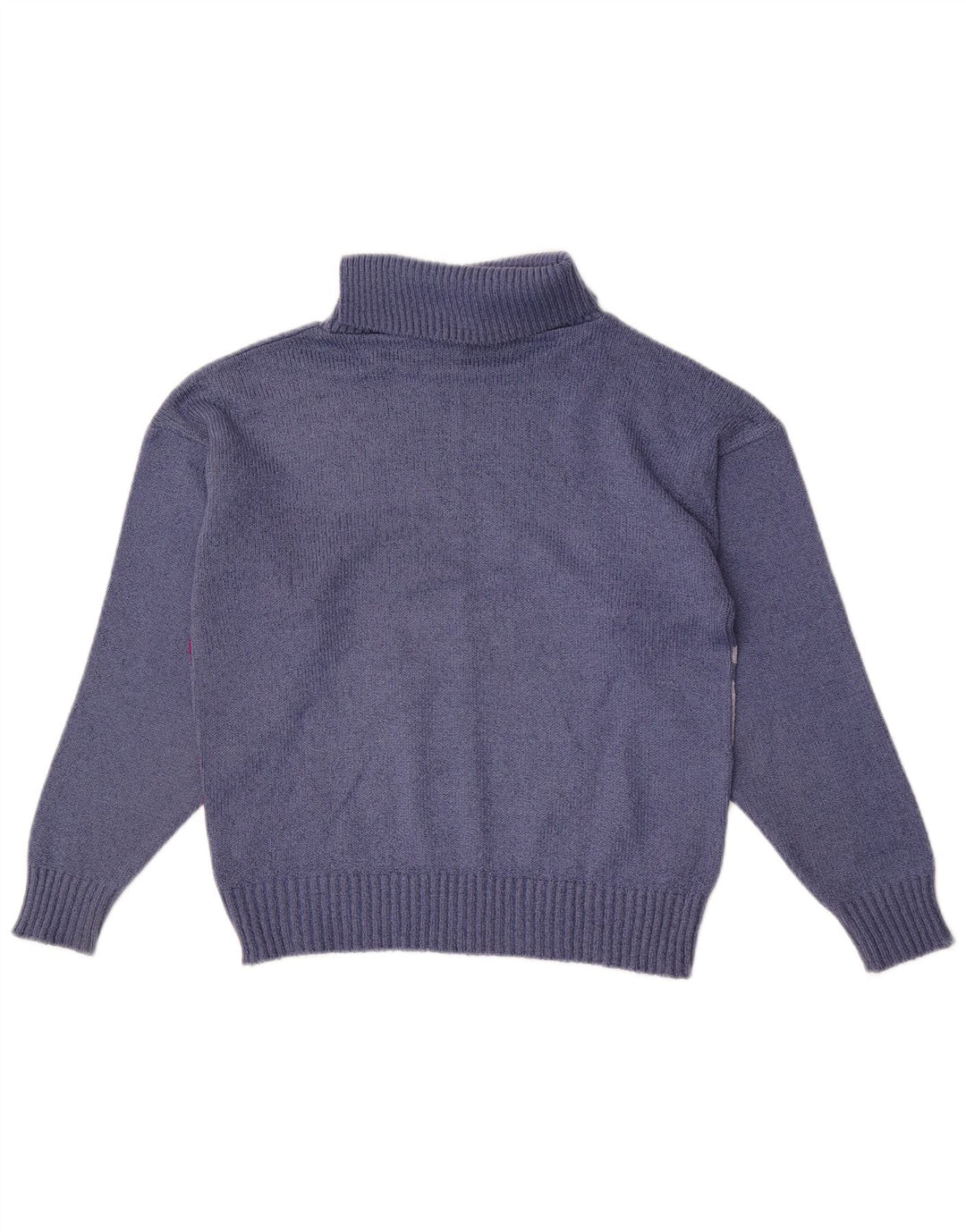 Pebble Womens Roll Neck Jumper Sweater UK 12 Medium Blue Colourblock