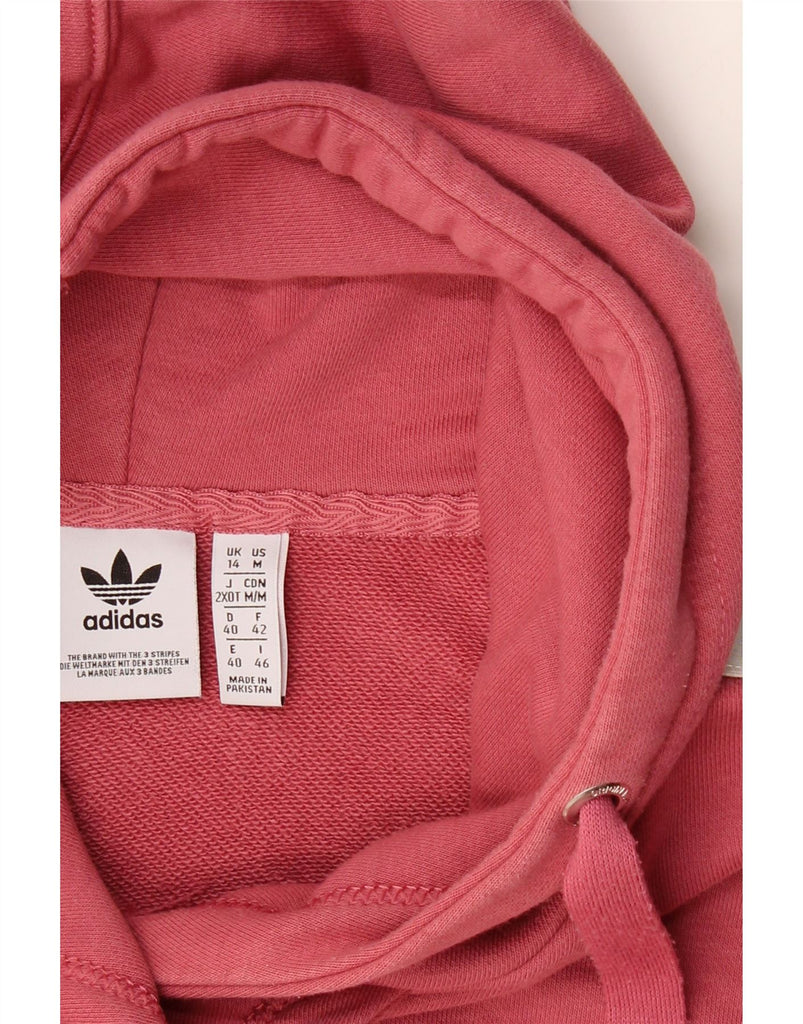 ADIDAS Womens Graphic Hoodie Jumper UK 14 Large Pink Colourblock Cotton Vintage Adidas and Second-Hand Adidas from Messina Hembry 