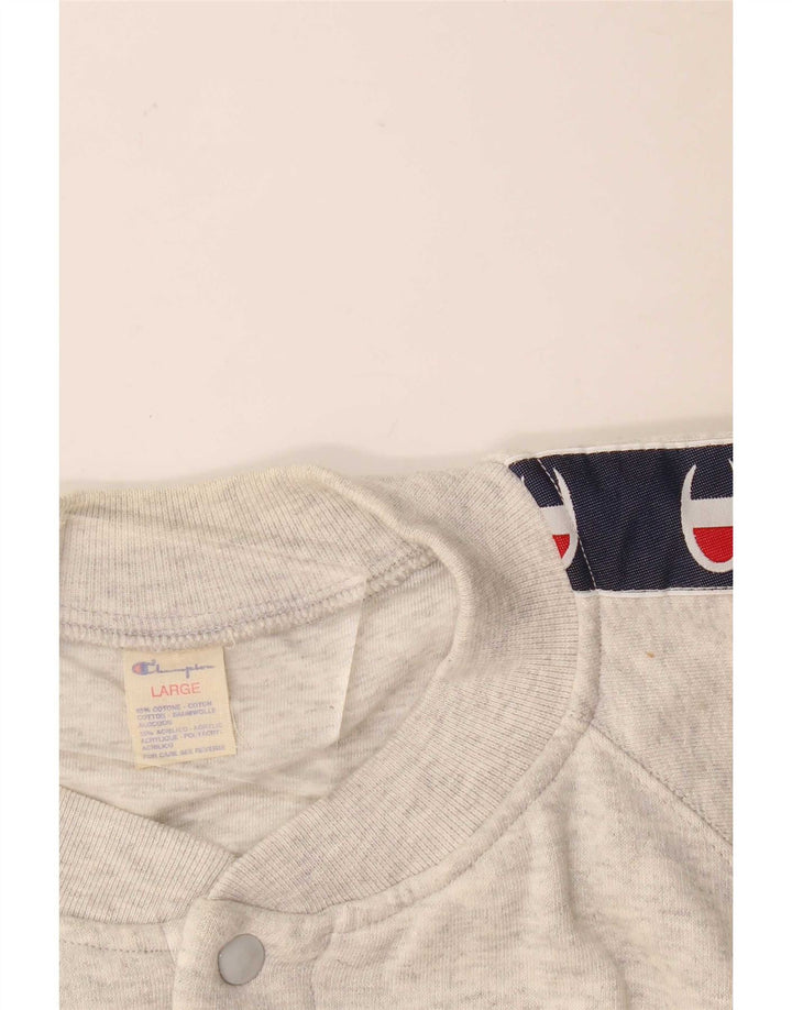 Champion Mens Graphic Tracksuit Top Jacket Large Grey Colourblock Cotton