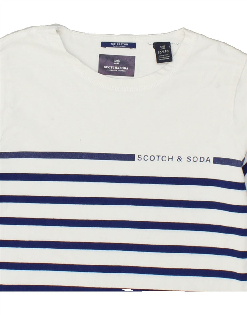 SCOTCH & SODA Girls Top Long Sleeve 9-10 Years Blue Striped Cotton | Vintage Scotch & Soda | Thrift | Second-Hand Scotch & Soda | Used Clothing | Messina Hembry 